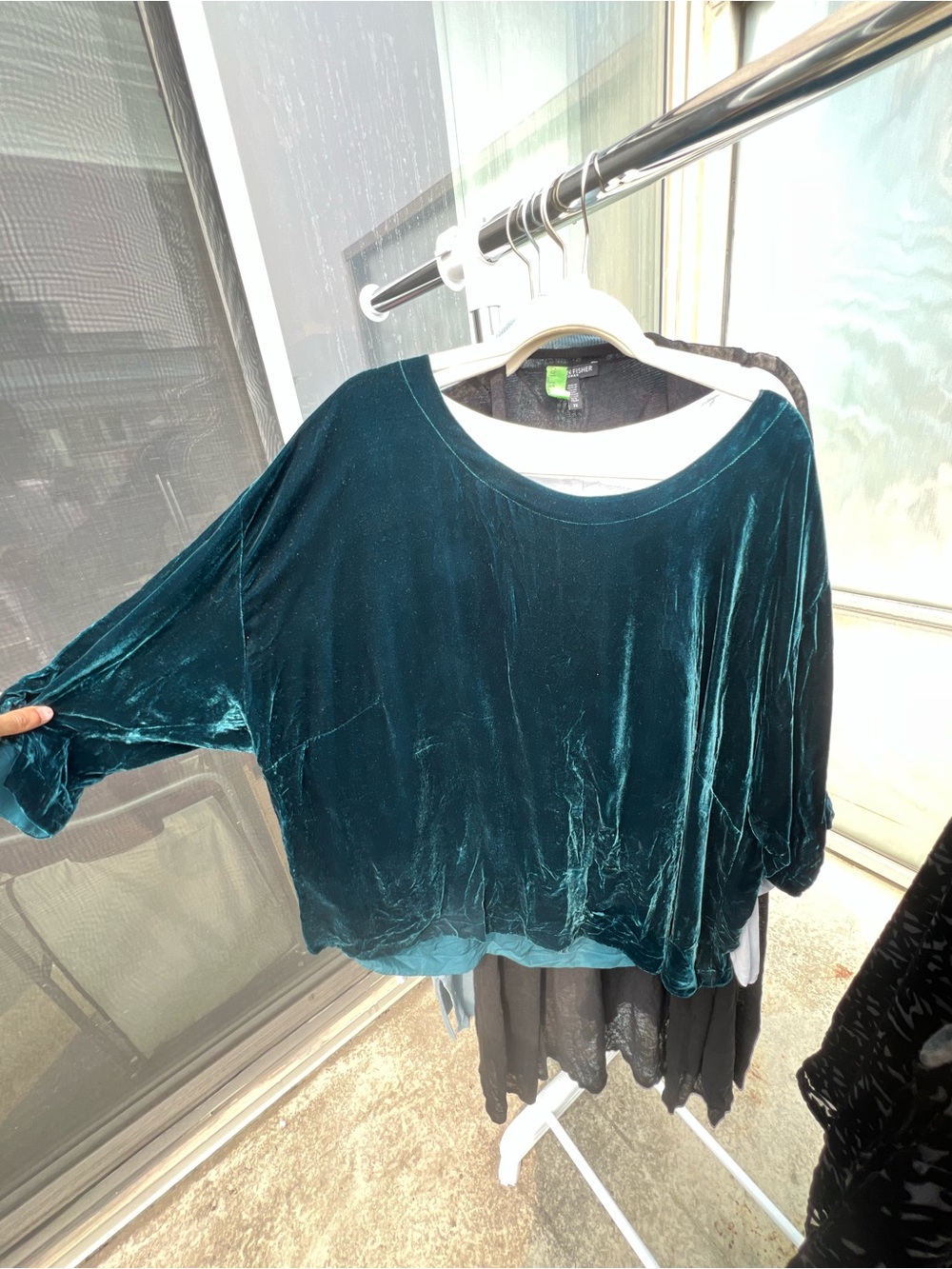 Eileen Fisher Teal Velvet Dolman Top